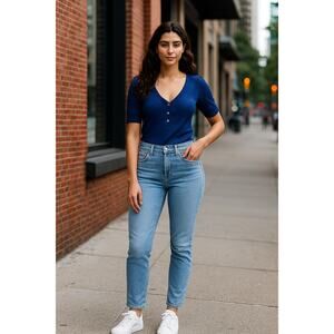 Levi's Women's 32 Tango Light Wash 501 Skinny Jeans Button Fly High Rise K34-2